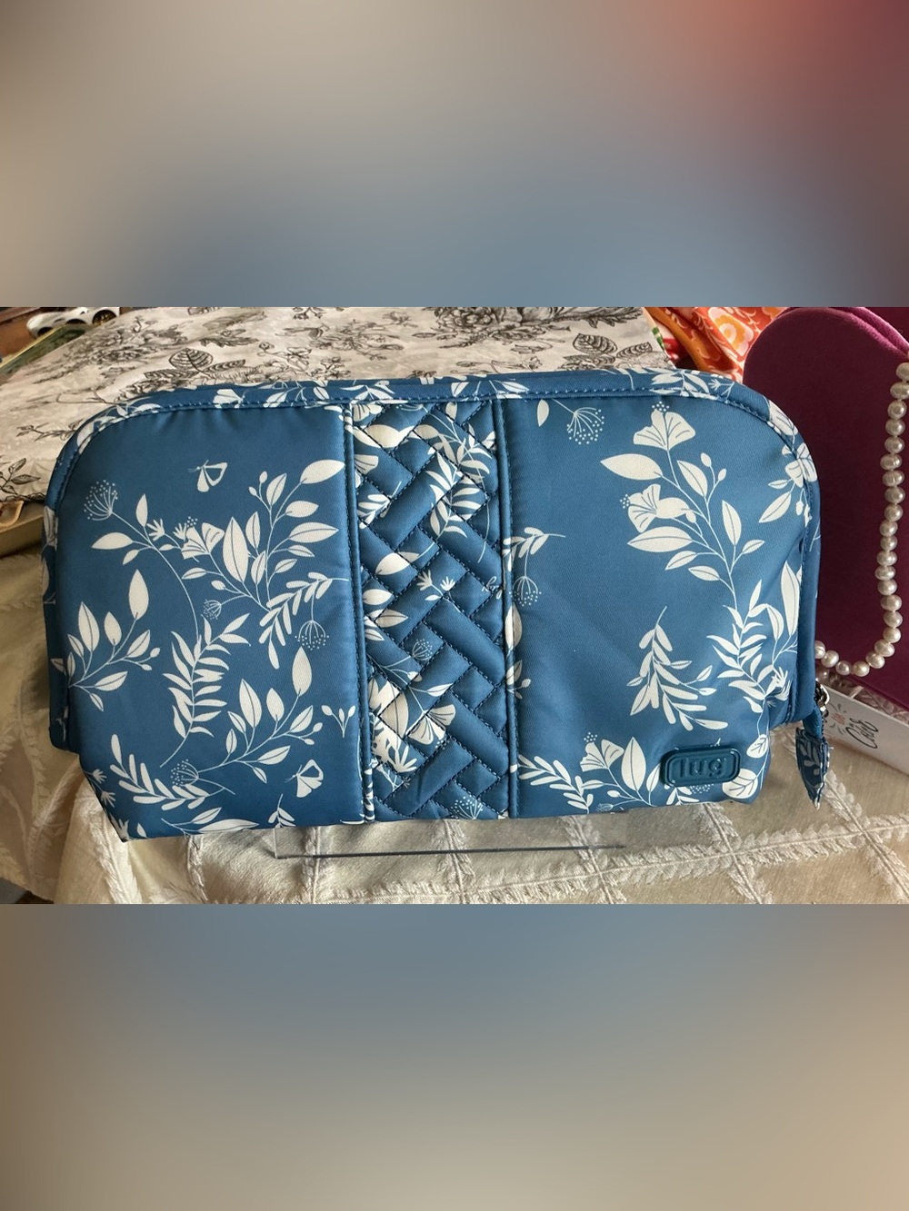 Lug Flash in Flourish Blue Travel / Cosmetic Double Sided Bag / New with Tags